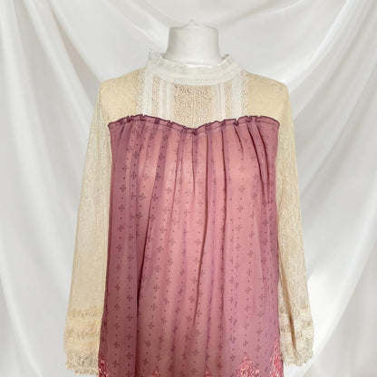 Axes Femme vintage-inspired lace overlay long sleeve tunic top/mini dress 3
