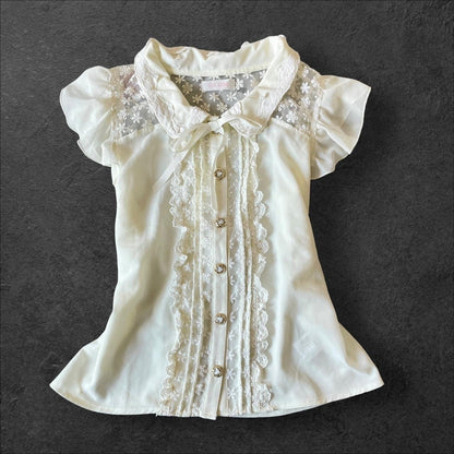 Liz Lisa lace blouse with ribbon bow – kawaii gyaru top0
