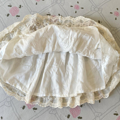Liz Lisa tiered lace skirt – ivory × mocha waist4