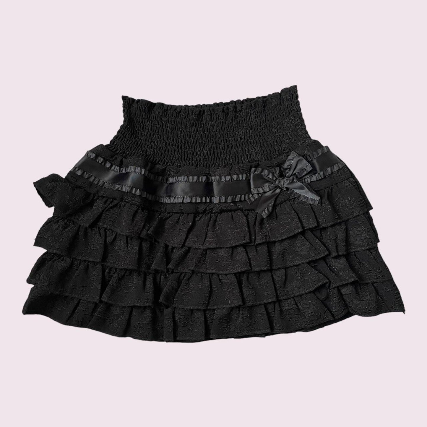 Babydoll  black tiered frilly multi-layer ruffles cake mini skirt/ skort 0