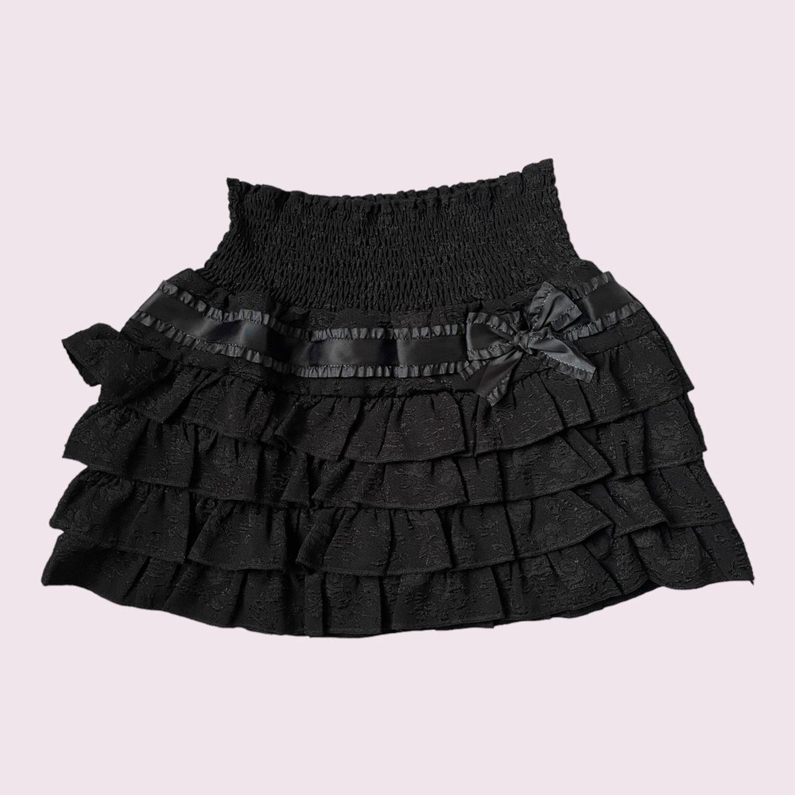 Babydoll  black tiered frilly multi-layer ruffles cake mini skirt/ skort 0