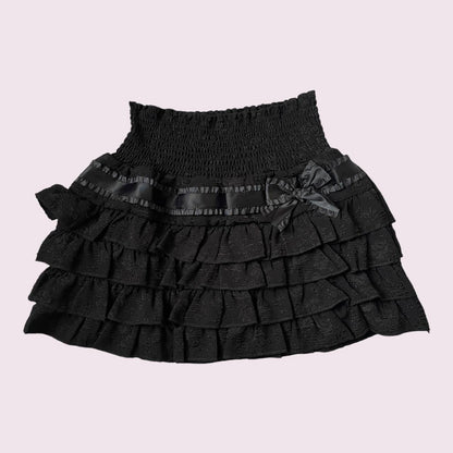 Babydoll  black tiered frilly multi-layer ruffles cake mini skirt/ skort 0