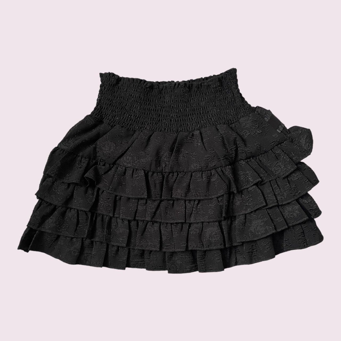 Babydoll  black tiered frilly multi-layer ruffles cake mini skirt/ skort 1