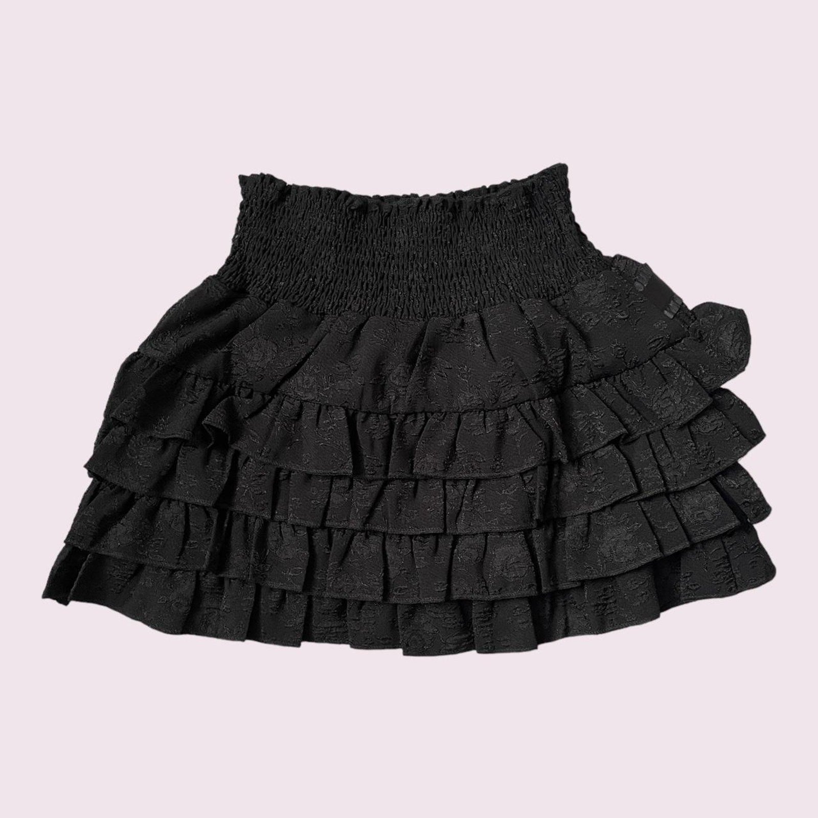 Babydoll  black tiered frilly multi-layer ruffles cake mini skirt/ skort 1