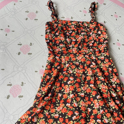 Japanese vintage Olive des Olive floral dress with shirred back4