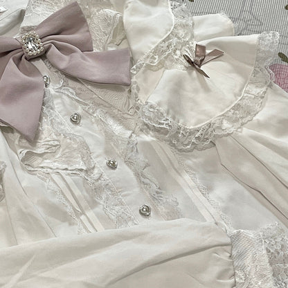Noemie cold-shoulder frill blouse with bow – white lace girly top3
