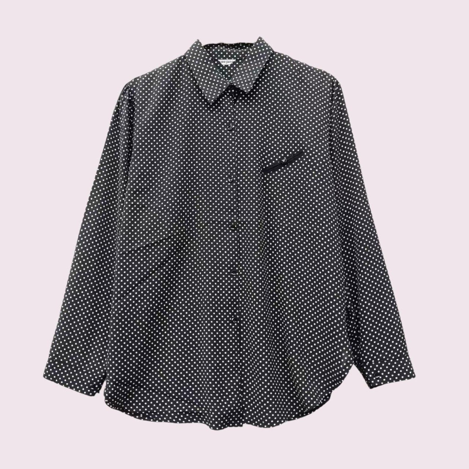 Vintage Japanese Polka Dot Button-Down Blouse0