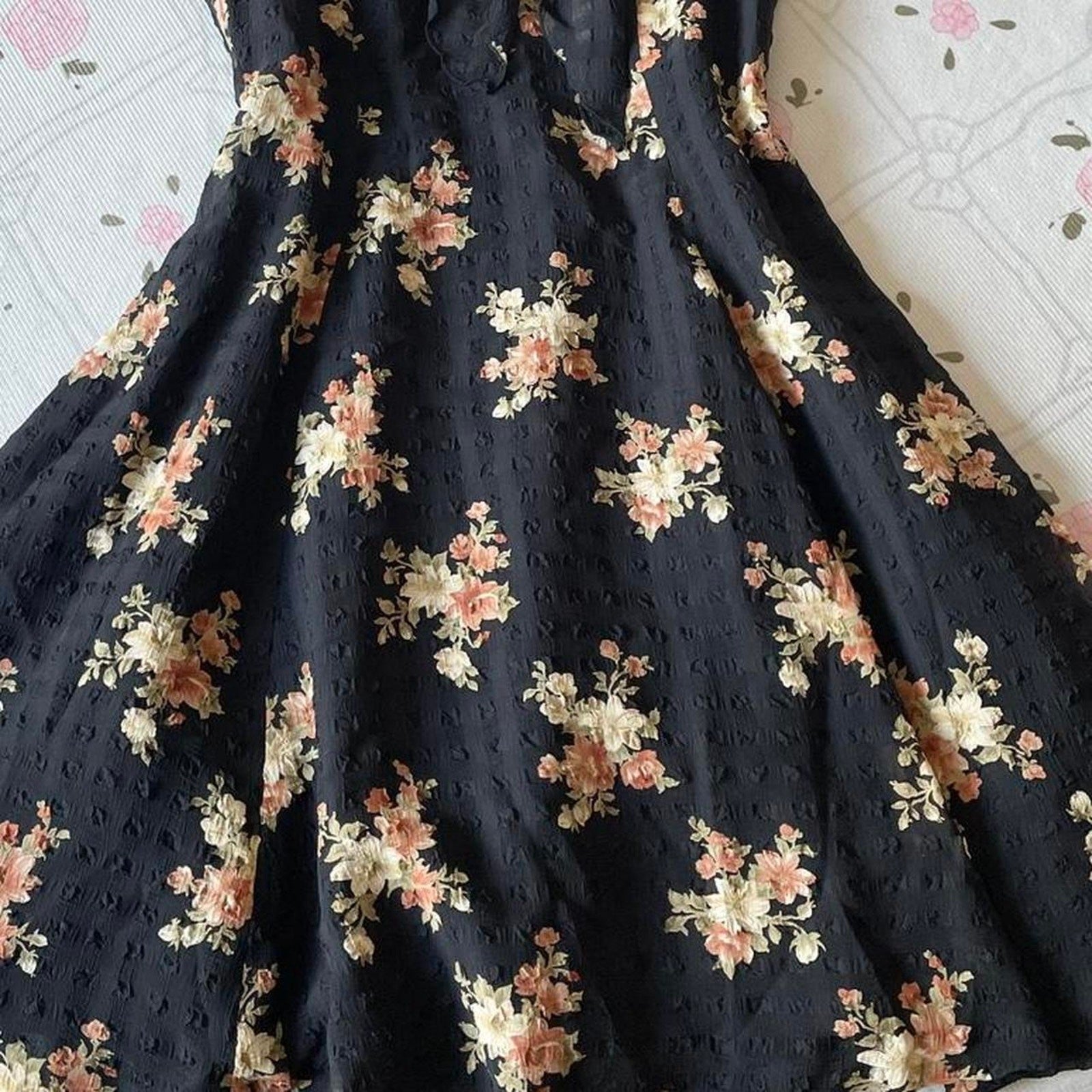 Floral black sleeveless dress – Japan vintage4