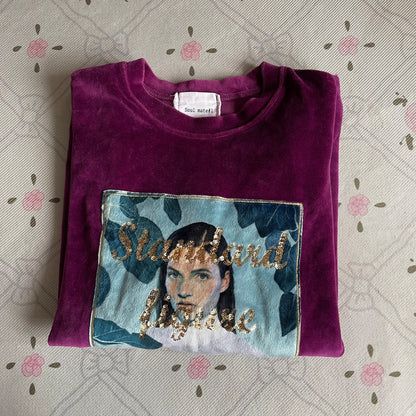 Korean Vintage Velvet Graphic Tee – Retro / Indie K-Fashion Style5