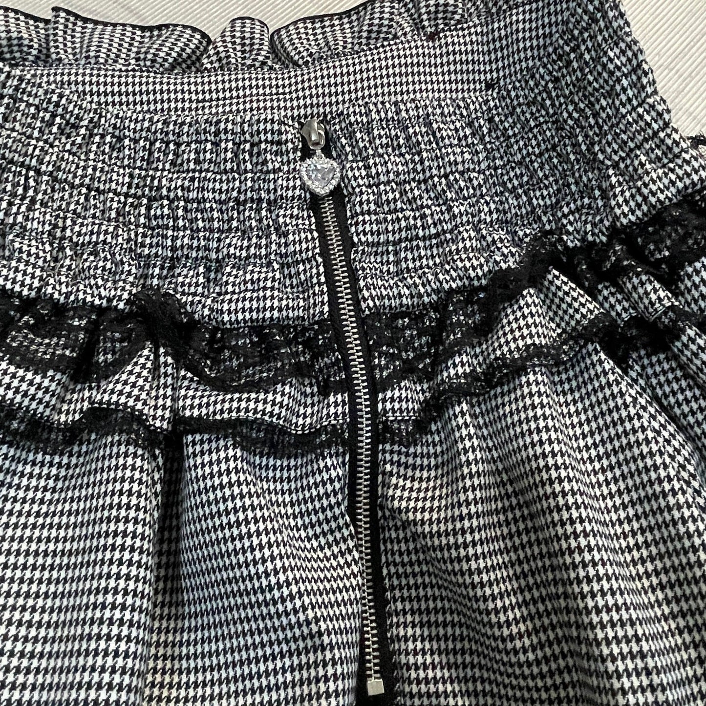 Noemie gingham lace up skirt with built-in shorts, girly jfashion6