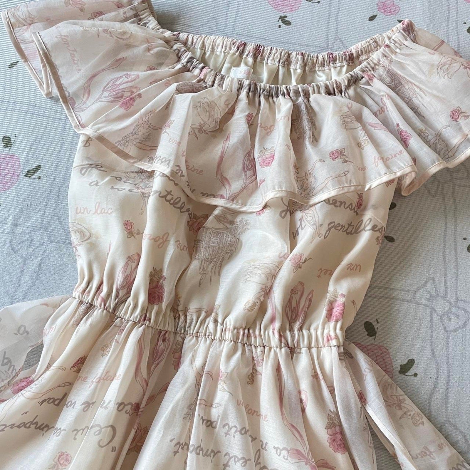 Liz Lisa pastel pink floral bowtie dress, Japan sweet whimsical style3