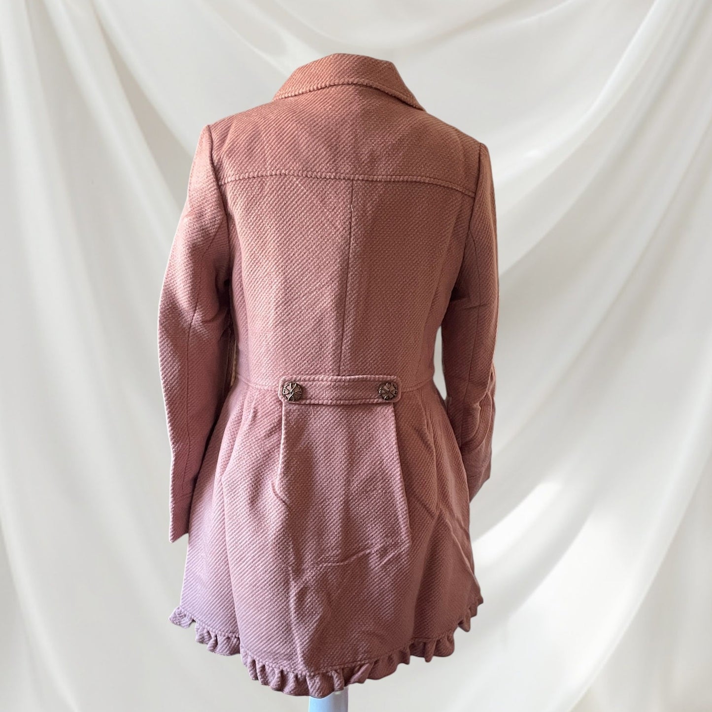 Axes Femme Dusty Pink Lace Trim Coat – Classic Romantic Style2