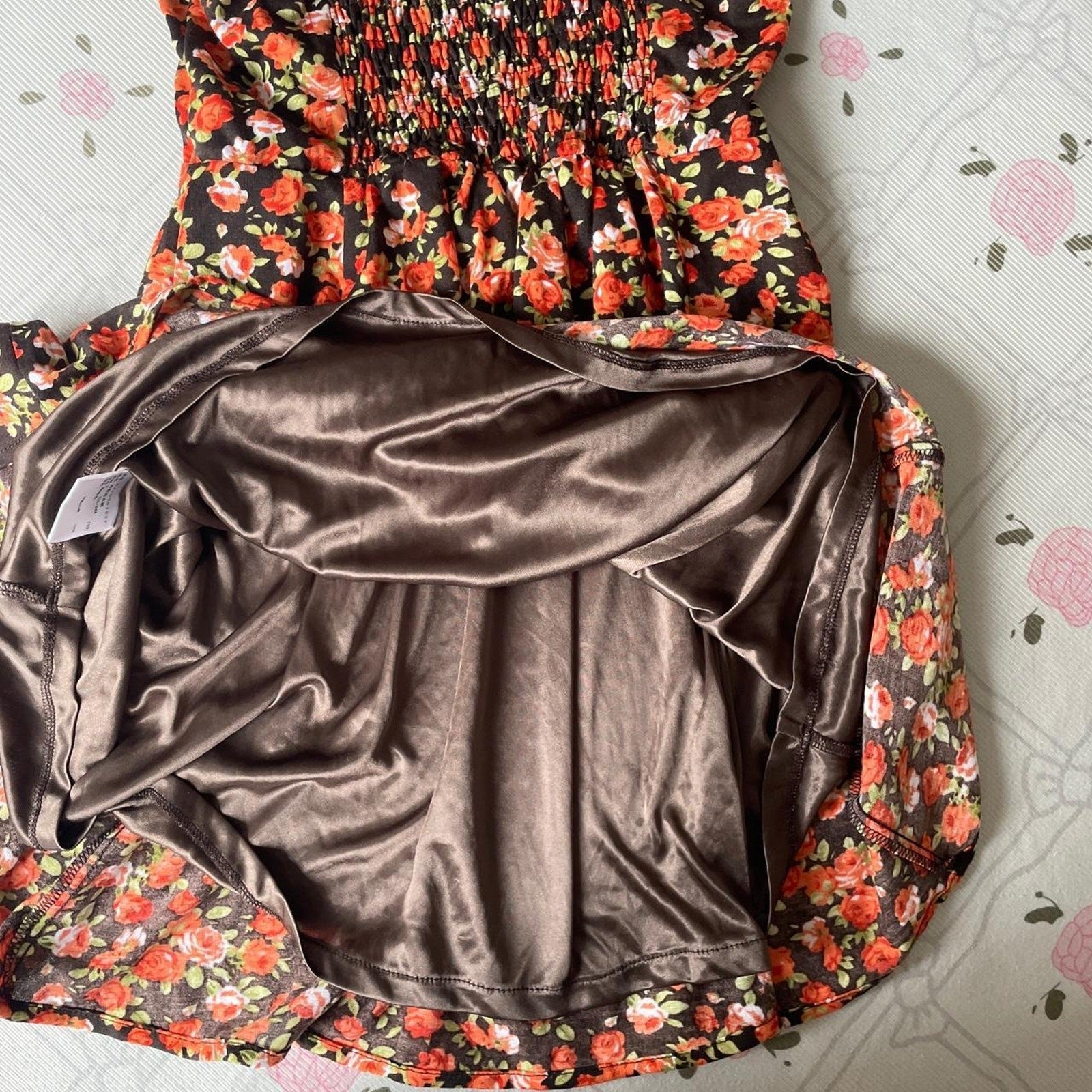 Japanese vintage Olive des Olive floral dress with shirred back6