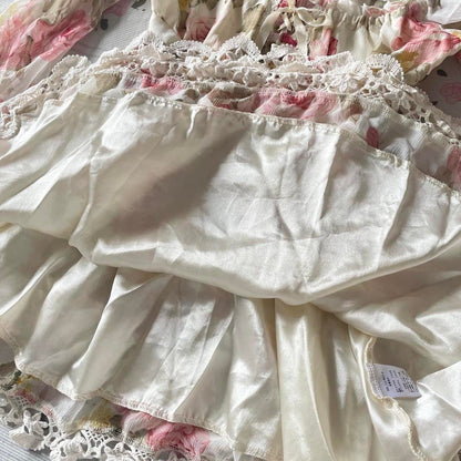 Liz Lisa offshoulder floral chiffon top/dress with lace hem5