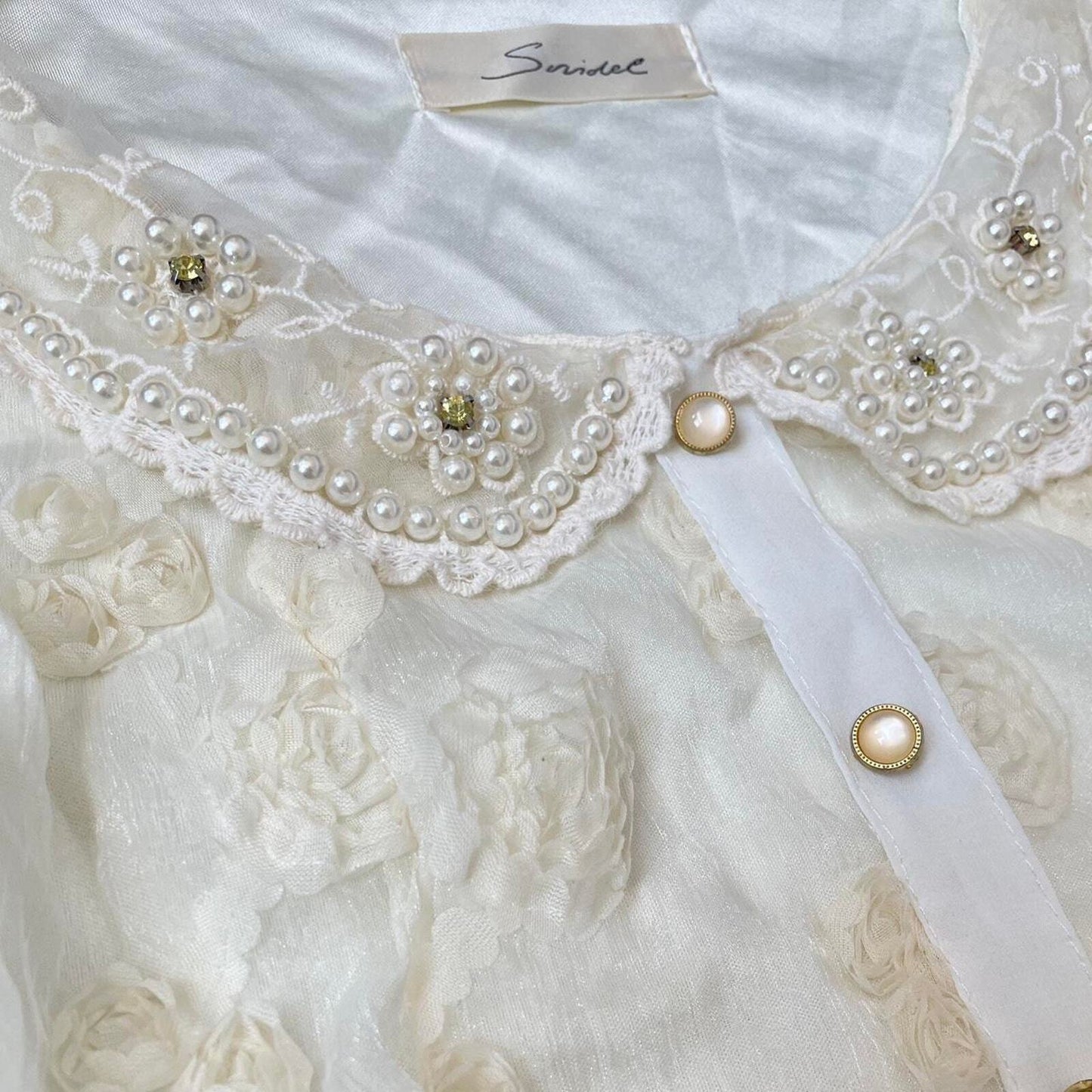 Japanese brand Snidel lace dress with embellished collar and layered skirt3