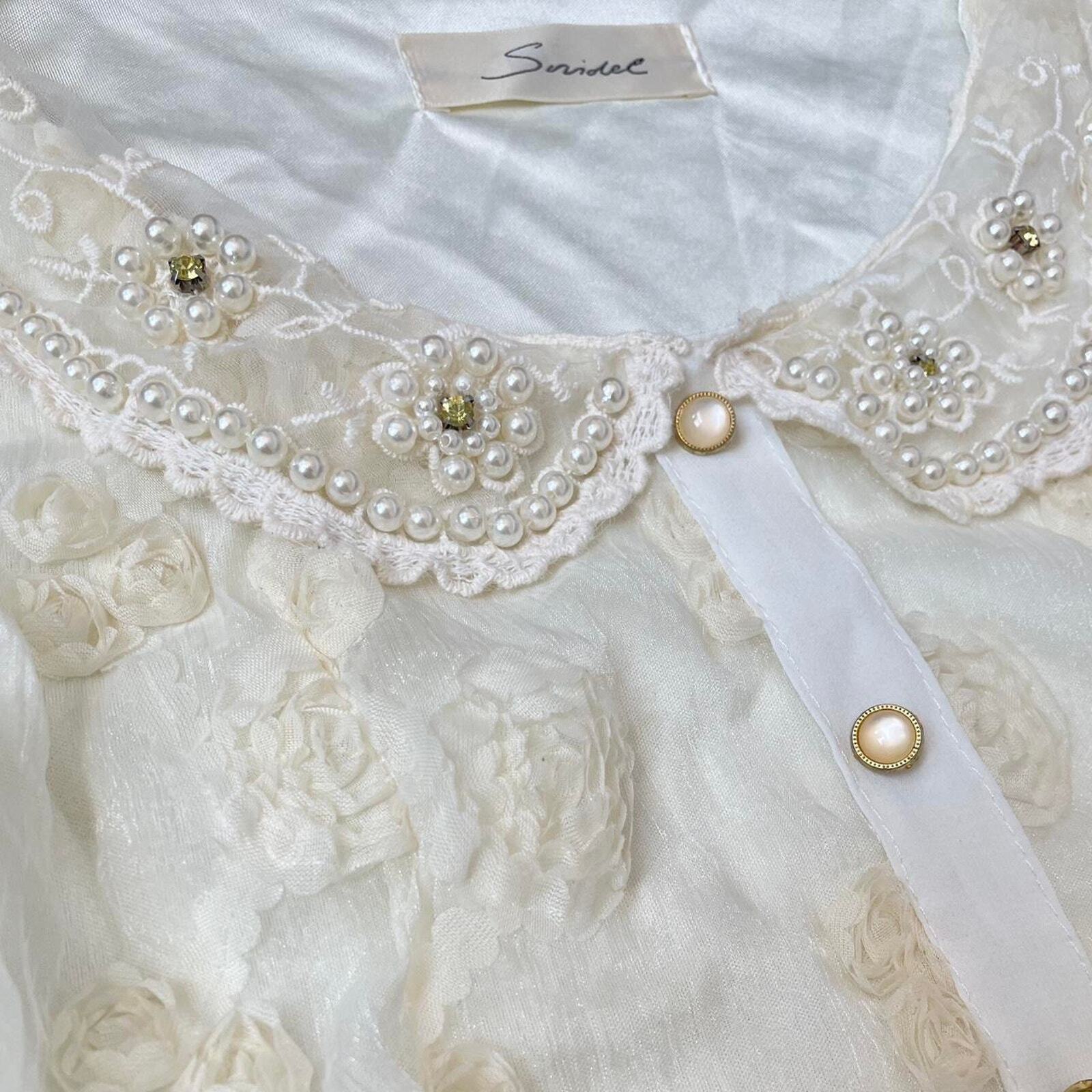 Japanese brand Snidel lace dress with embellished collar and layered skirt3