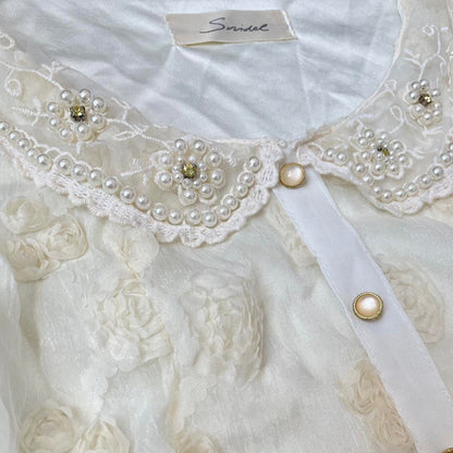 Japanese brand Snidel lace dress with embellished collar and layered skirt3