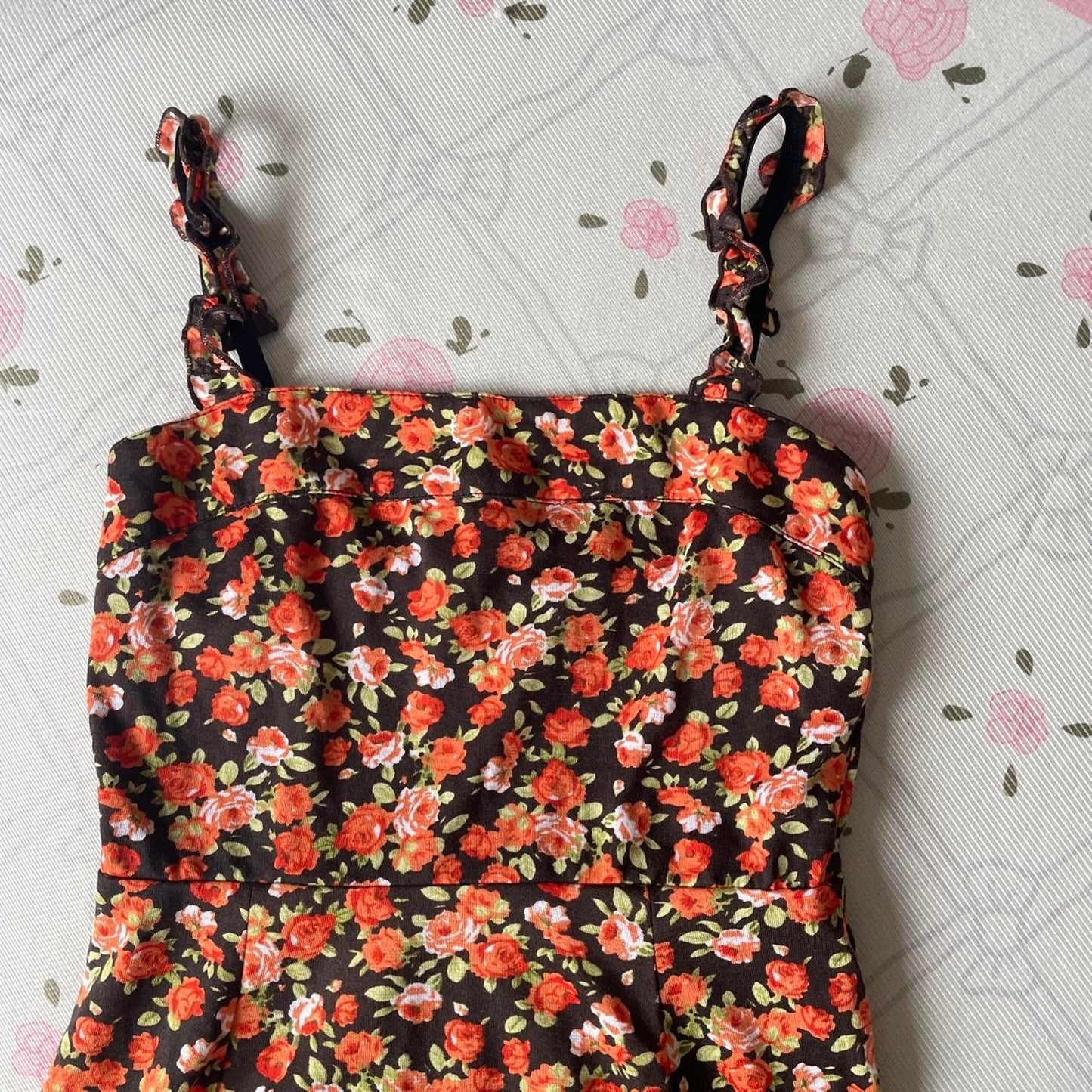 Japanese vintage Olive des Olive floral dress with shirred back3
