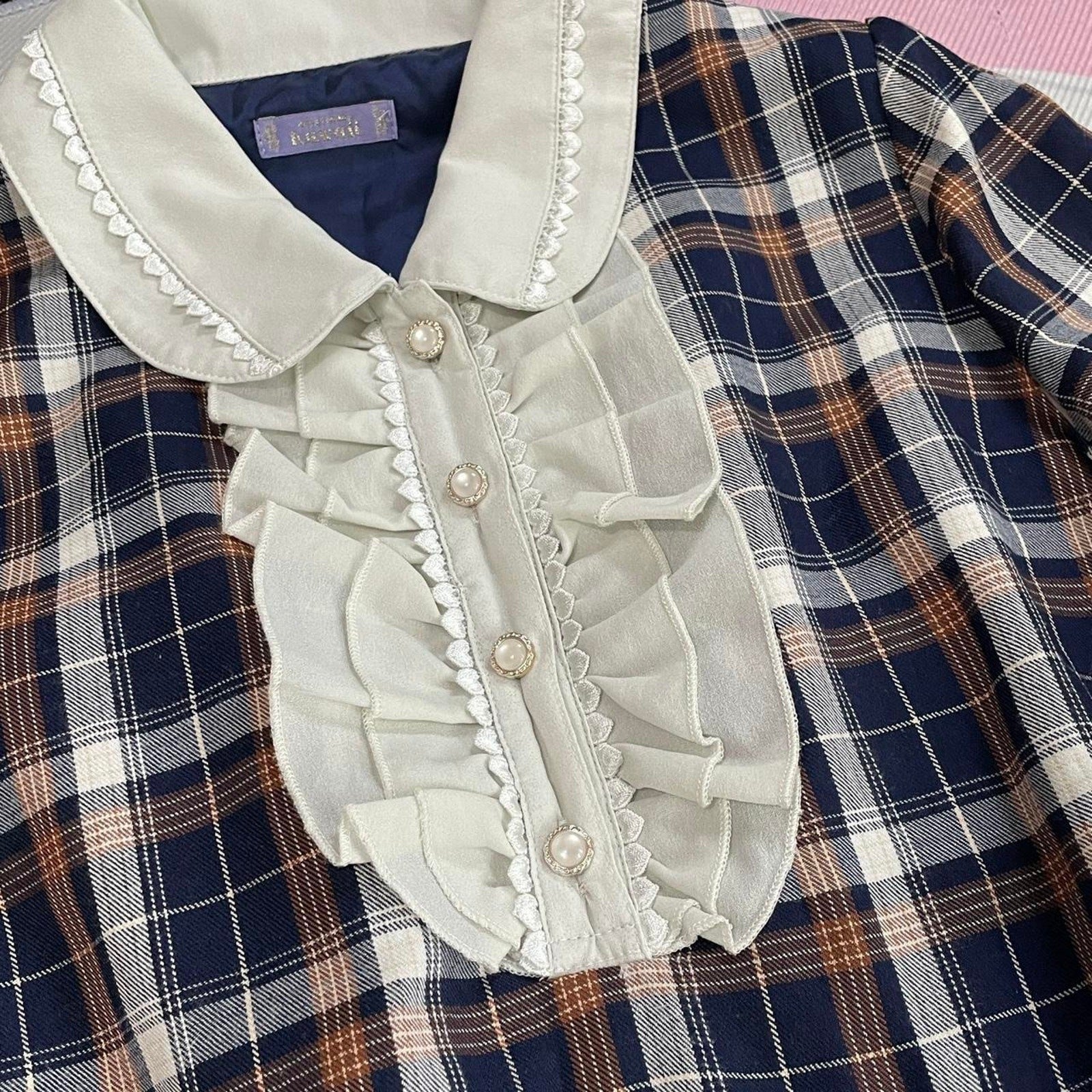 Axes Femme Plaid Ruffle Dress – Classic Check, Peter Pan Collar2