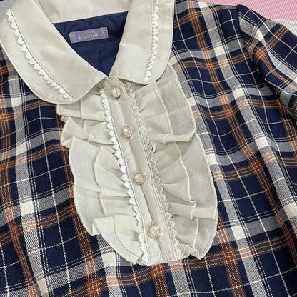 Axes Femme Plaid Ruffle Dress – Classic Check, Peter Pan Collar2