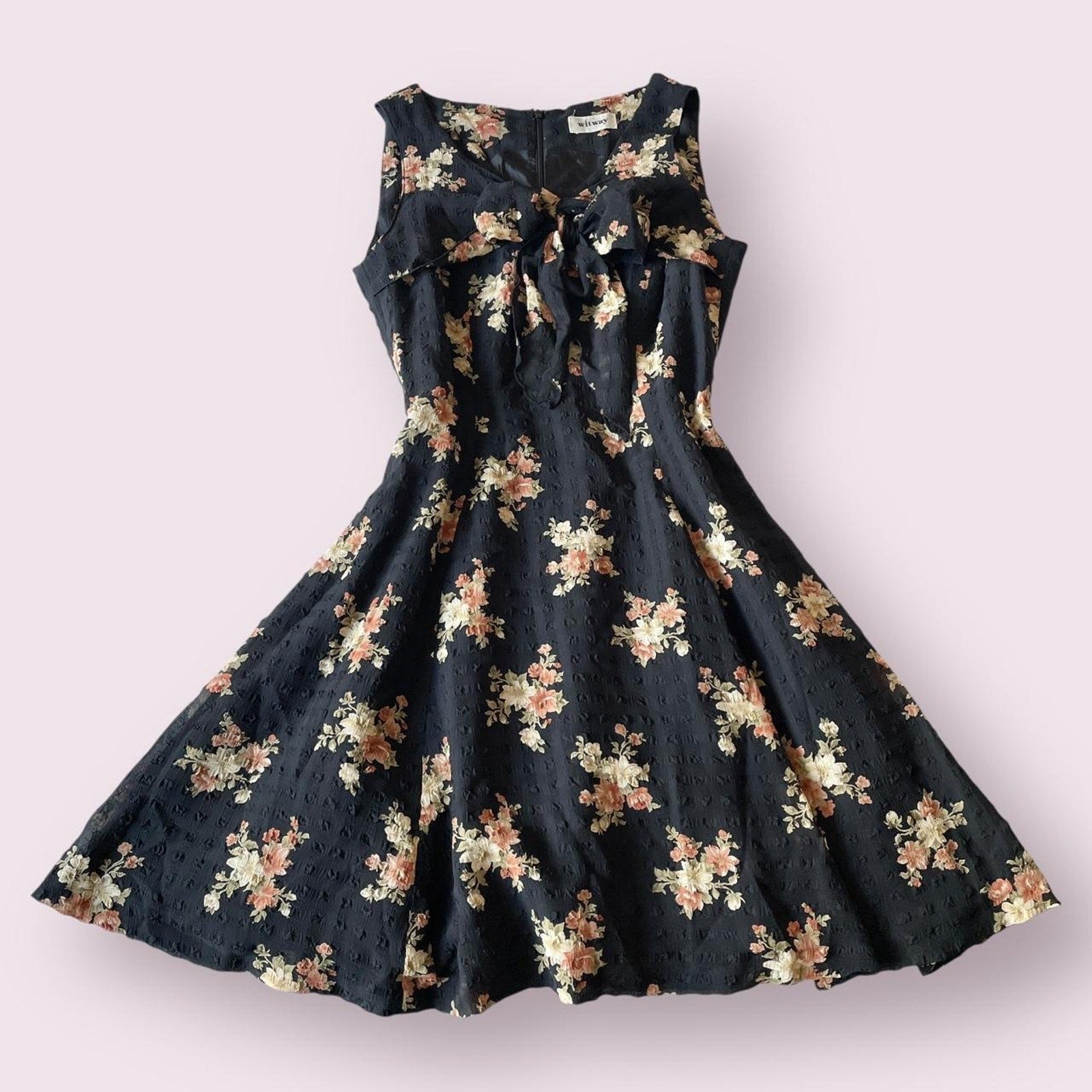 Floral black sleeveless dress – Japan vintage0