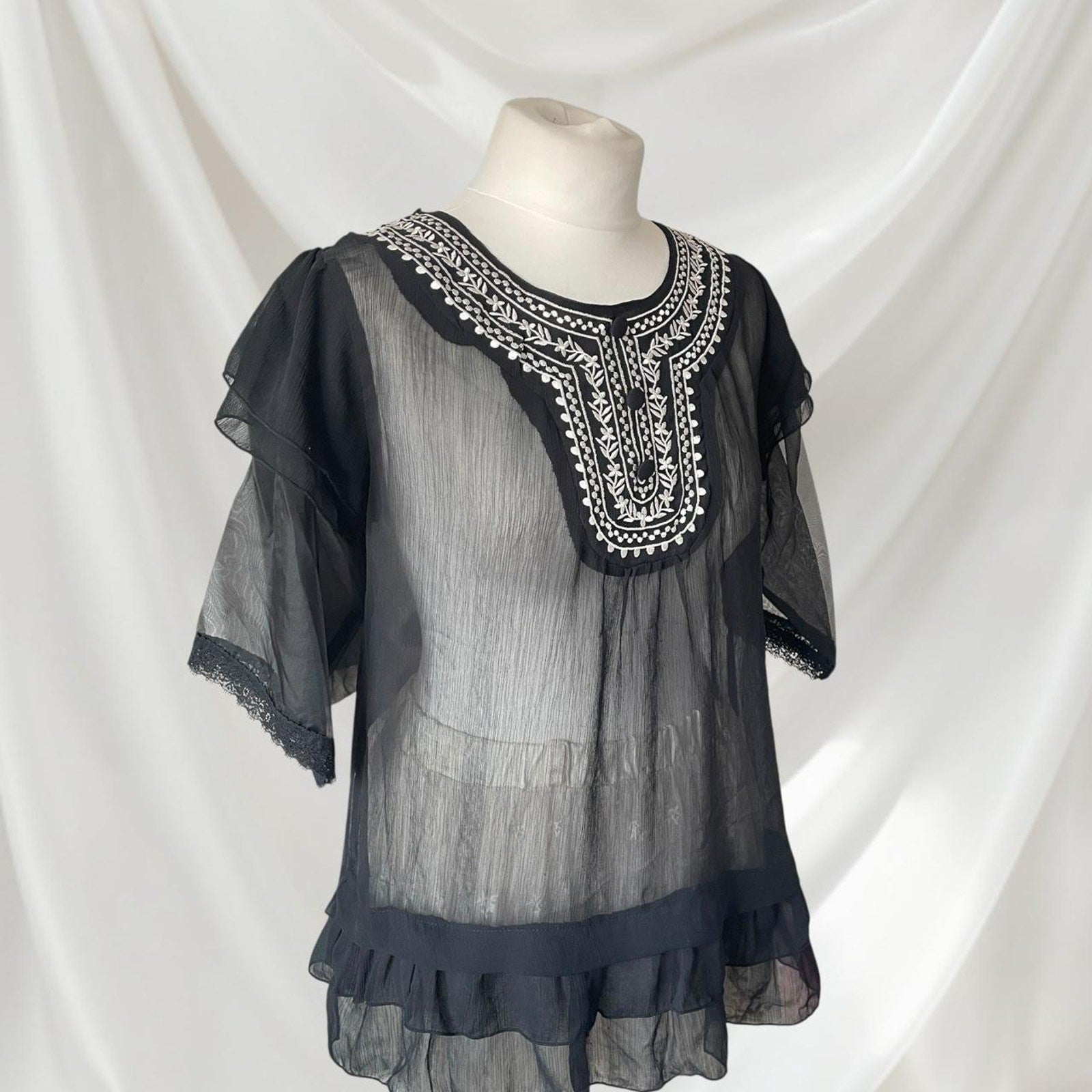 y2k sheer embroidered layered vintage top – Japan vintage5