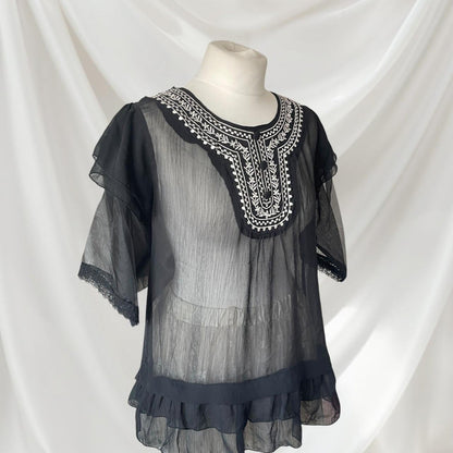 y2k sheer embroidered layered vintage top – Japan vintage5
