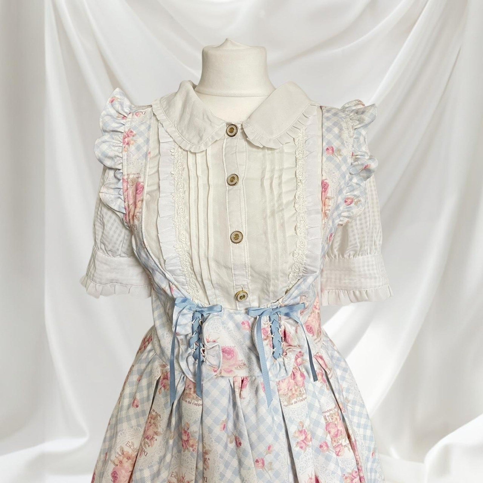 Liz Lisa blue gingham floral JSK dress  himekaji style  (blouse not included)1