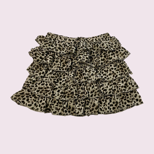 y2k style skirt GRL leopard ruffle mini skirt – tiered frill cute girly0