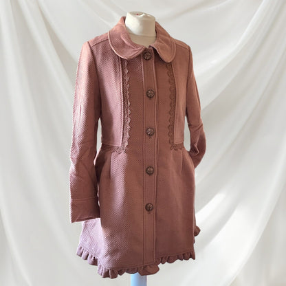 Axes Femme Dusty Pink Lace Trim Coat – Classic Romantic Style0