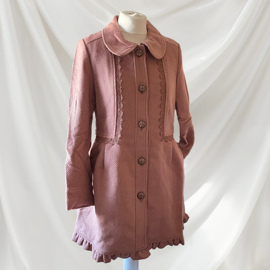 Axes Femme Dusty Pink Lace Trim Coat – Classic Romantic Style0