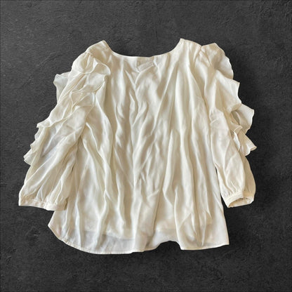 Axes Femme ruffle sleeve floral embroidery blouse 2