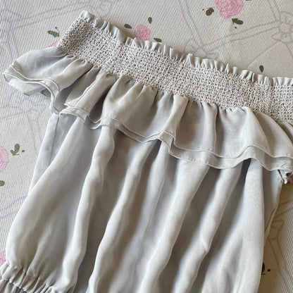 Shirred Off-Shoulder Ruffle Top – Japan Vintage2