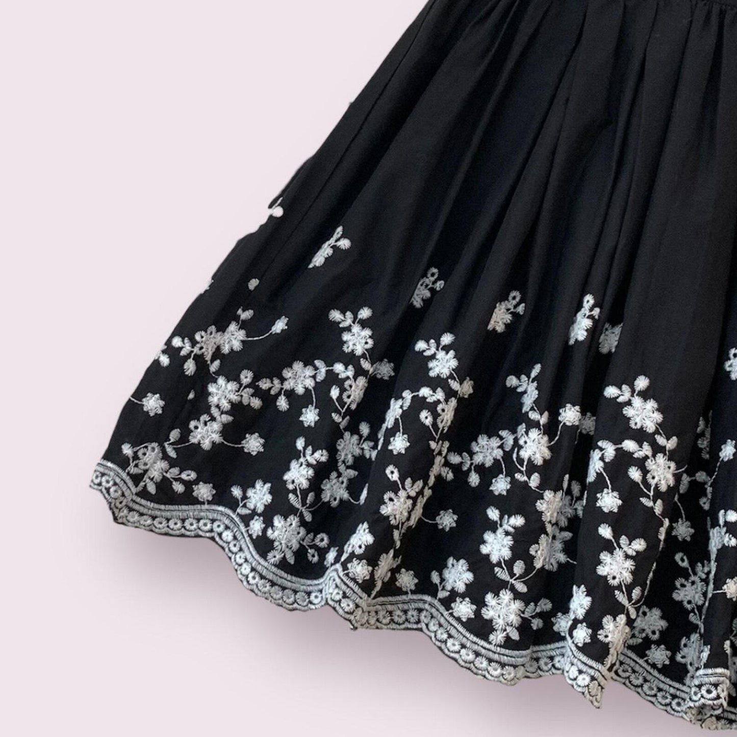 Mini dress in black with floral embroidery detail4