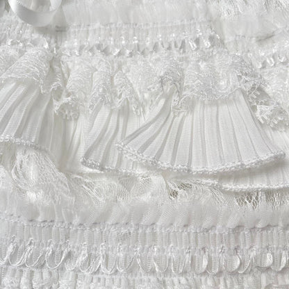 Layered lace ruffle mini skirt/ skort with ribbon bow details fit XS/S6