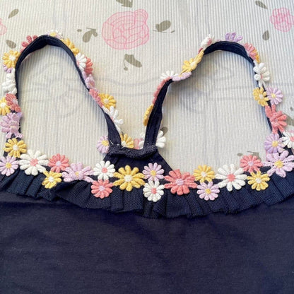 Olive des Olive navy racerback tank top with daisy trim – fairycore y2k vibes1