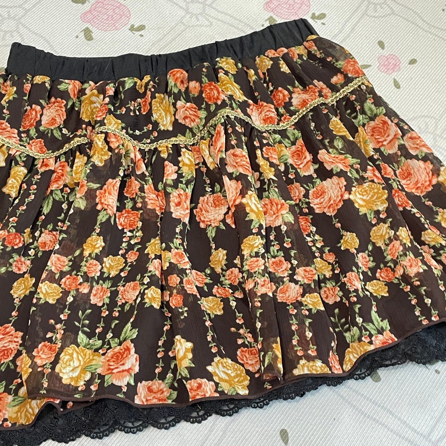 Vintage Japanese Floral Print Mini Skirt2