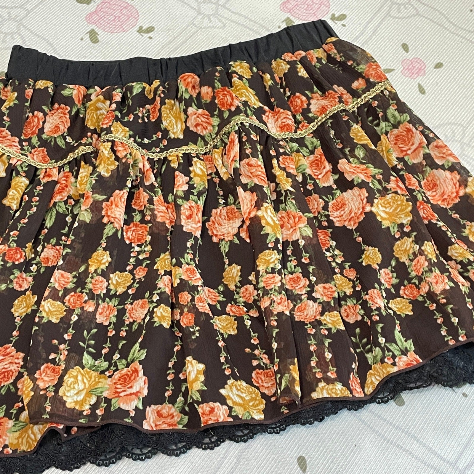 Vintage Japanese Floral Print Mini Skirt2
