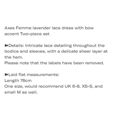 Axes Femme lavender lace dress with bow accent Two-piece set 7