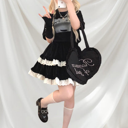Japanese graphic t-shirt with artistic single sleeve Anime Tee Kawaii Jfashion2