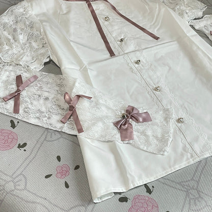 Majoretty White Blouse with Detachable Lace Sleeves Jirai Kei Ryousangata Top3