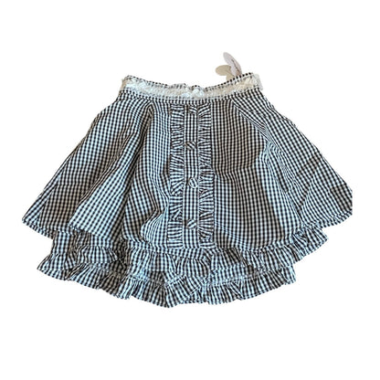 Ank Rouge Black & White Gingham Ruffle Skort Kawaii J-fashion0