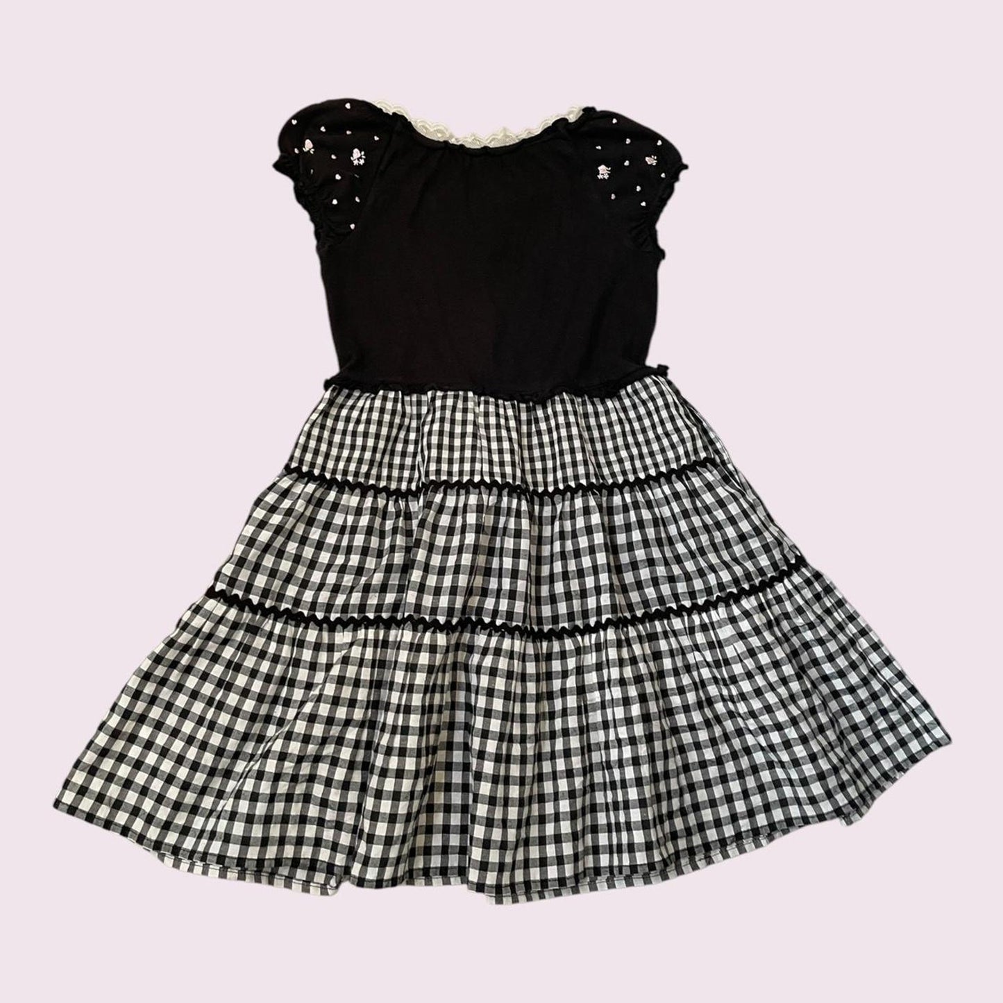 Mezzo Piano kids’ girly black gingham one-piece dress (size 130)1