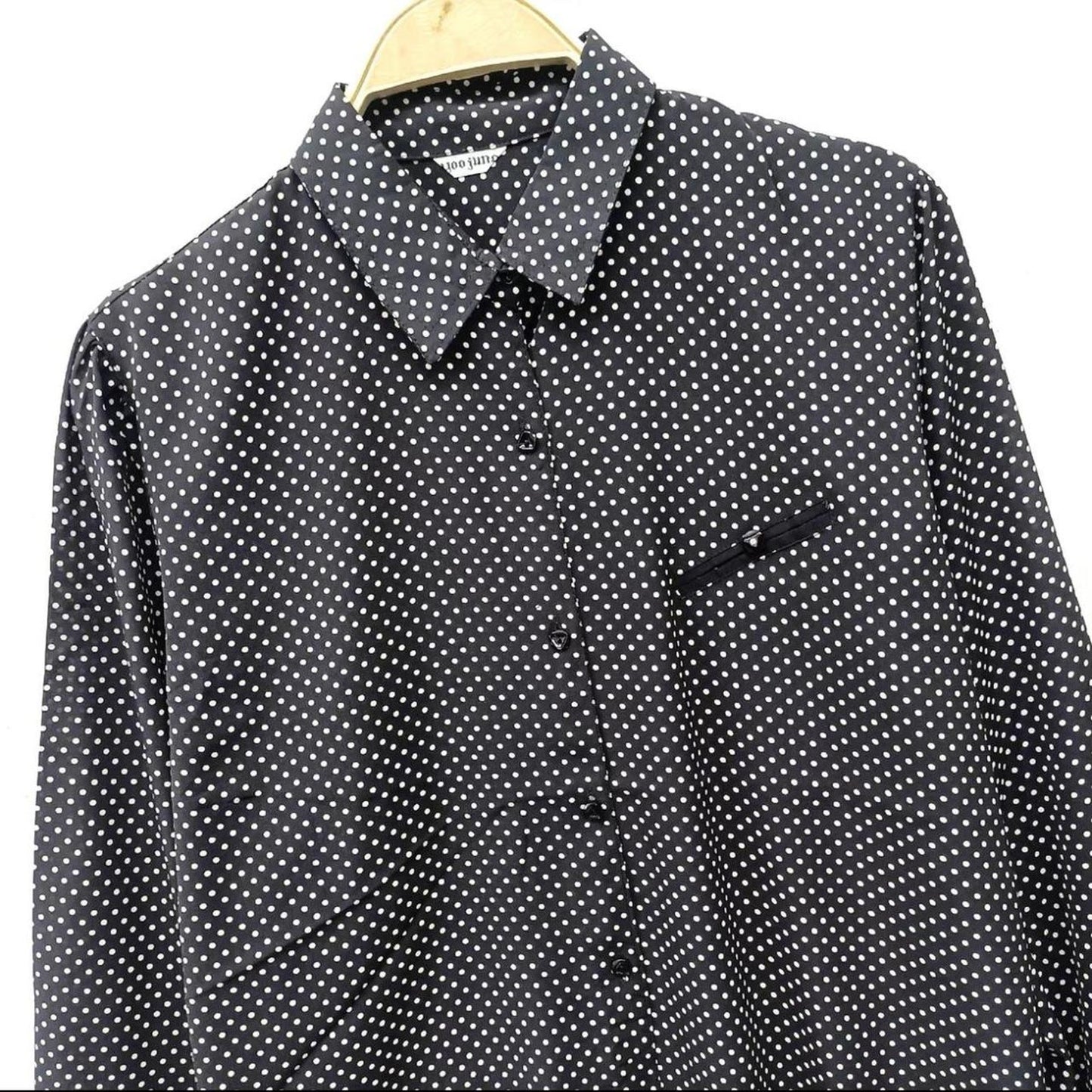 Vintage Japanese Polka Dot Button-Down Blouse2