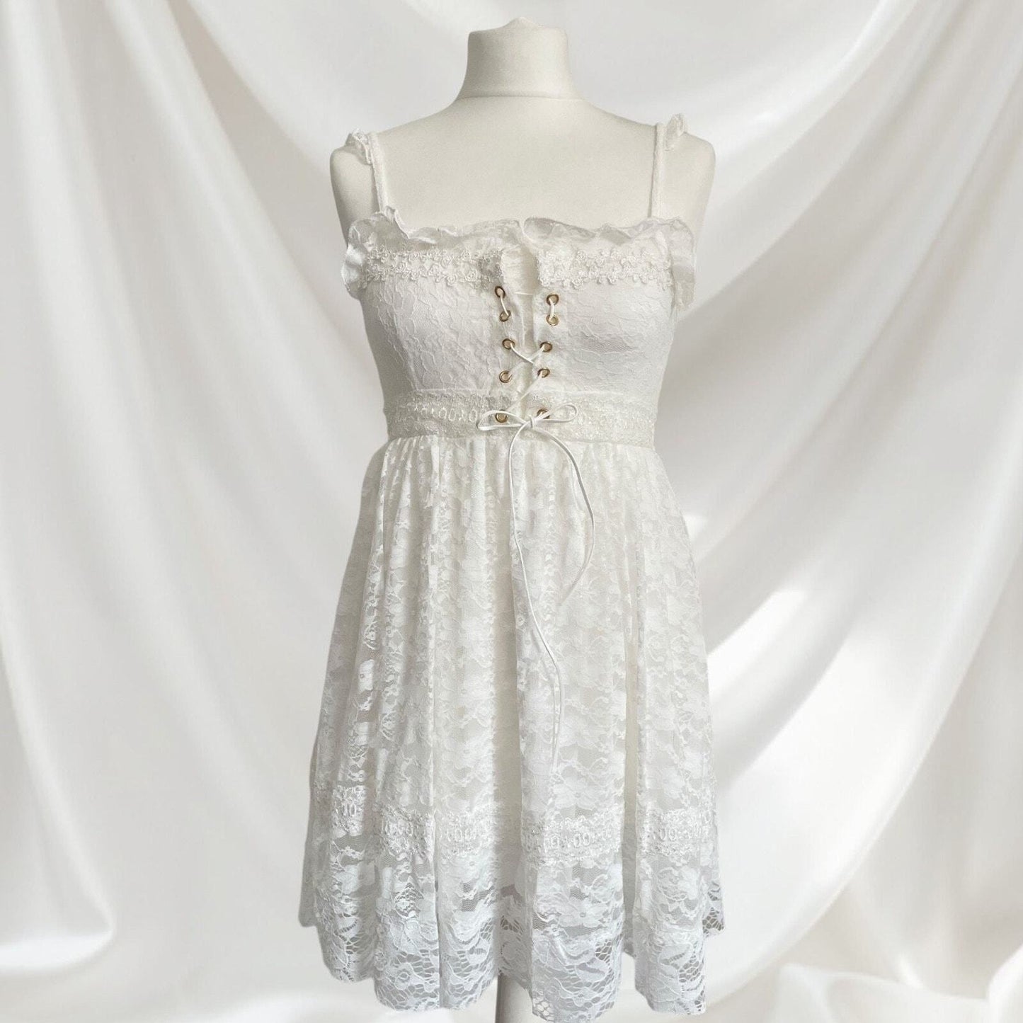 White lace summer mini dress JSK Jfashion kawaii light-lolita style XS/S0