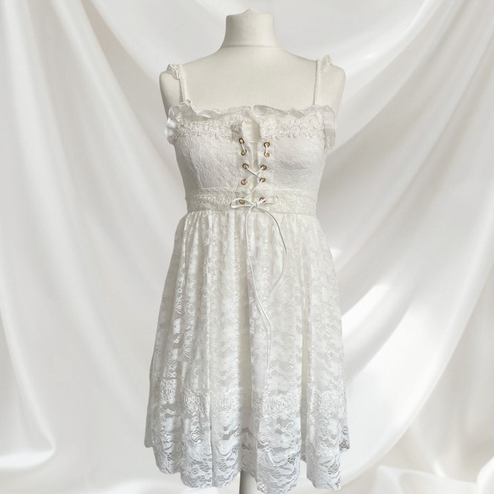 White lace summer mini dress JSK Jfashion kawaii light-lolita style XS/S0