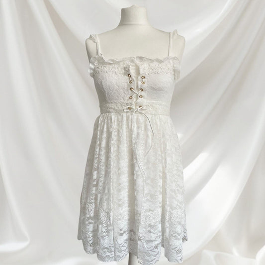 White lace summer mini dress JSK Jfashion kawaii light-lolita style XS/S0