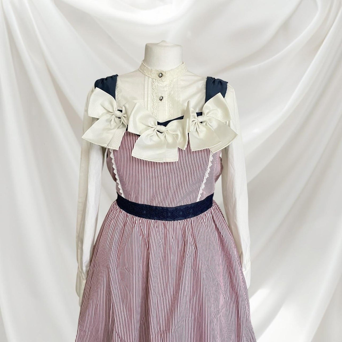 Axes Femme striped dress with statement bows 3