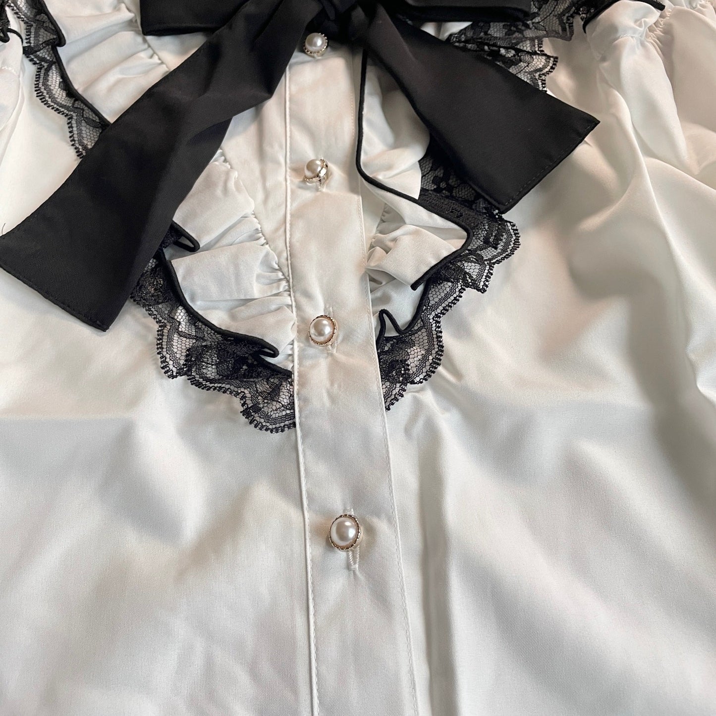 Japanese Brand Lamcy romantic cut-out lace blouse with bow3