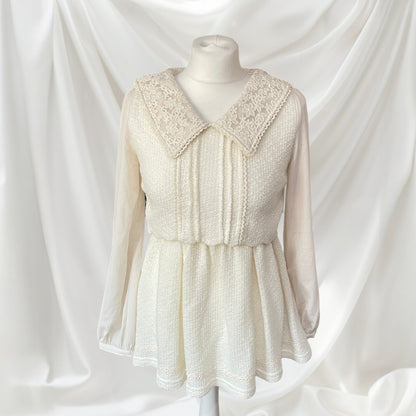 Liz Lisa ivory lace mini dress – elastic waist, tunic style5